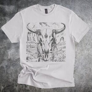 Mystical Bull Skull Graphic Tee Dark Occult Art Design